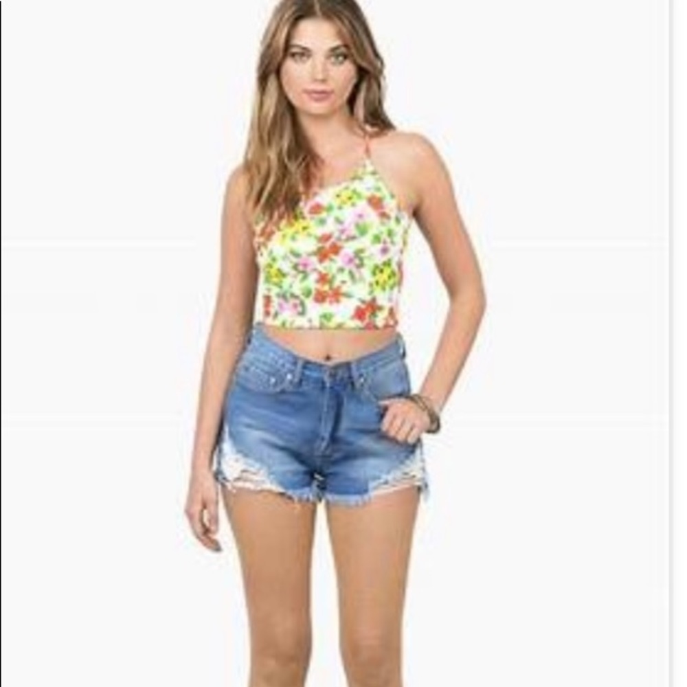 NEUW LOLA high waist distressed denim shorts Size 7